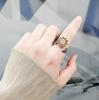 Women Adjustable Rotating Open Ring With Zircon Anxiety Relief Stress Reducing Jewelry For Calming