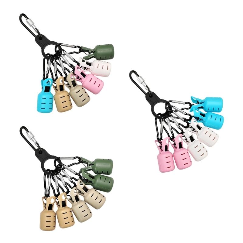 6Pcs Squid Jig Baits Protector Squid Jig Hook Protector Case with Carabiner Fishing Tackle Fishing Accessories