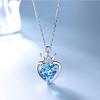Umcho 2.25ct Natural Blue Topaz Gemstone Pendants For Women Heart Jewelry Wedding Valentine's Day Gift