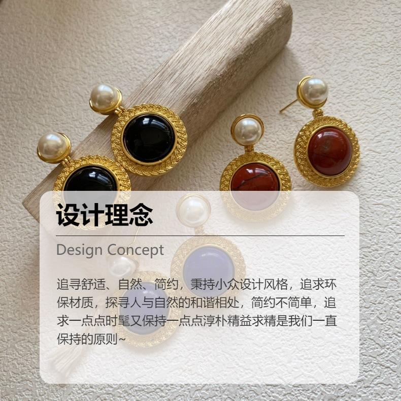 Серьги из агата в стиле ретро, универсальные серьги класса люкс Sense, серебряные игольчатые серьги с винтажной средневековой маркировкой