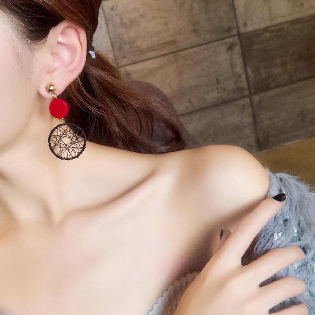 Creative Women Long Round Hollow Circle Dangle Earrings Club Party Jewelry