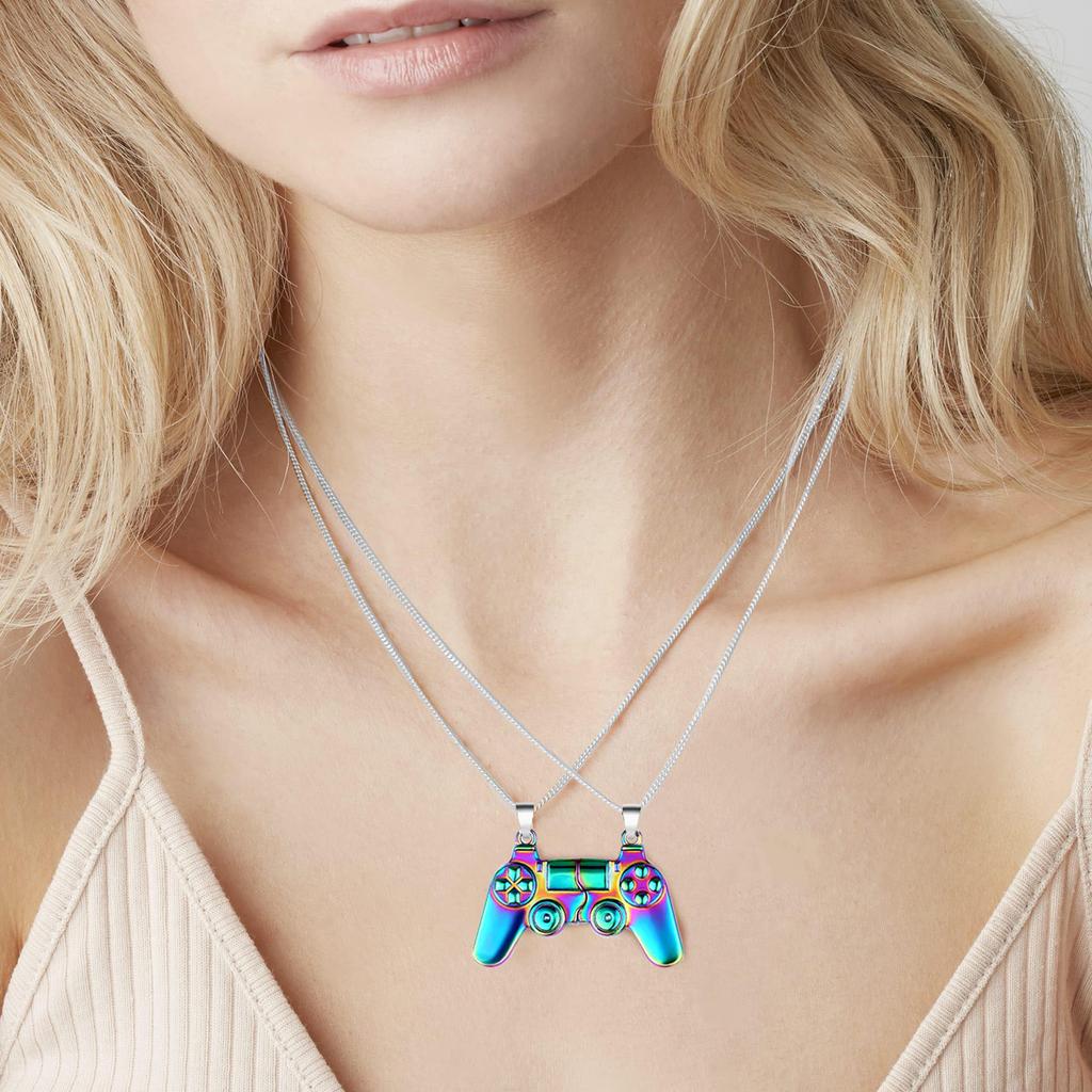 Магнитное ожерелье для пар, ожерелье из металлического сплава с подвеской в ​​виде геймпада, игровая консоль
