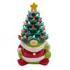 Lighted Christmas Gnome Tree Small Resin Faceless Old Man Christmas Tree Decoration for Holiday Home Office Room Tabletop Fireplace Decor