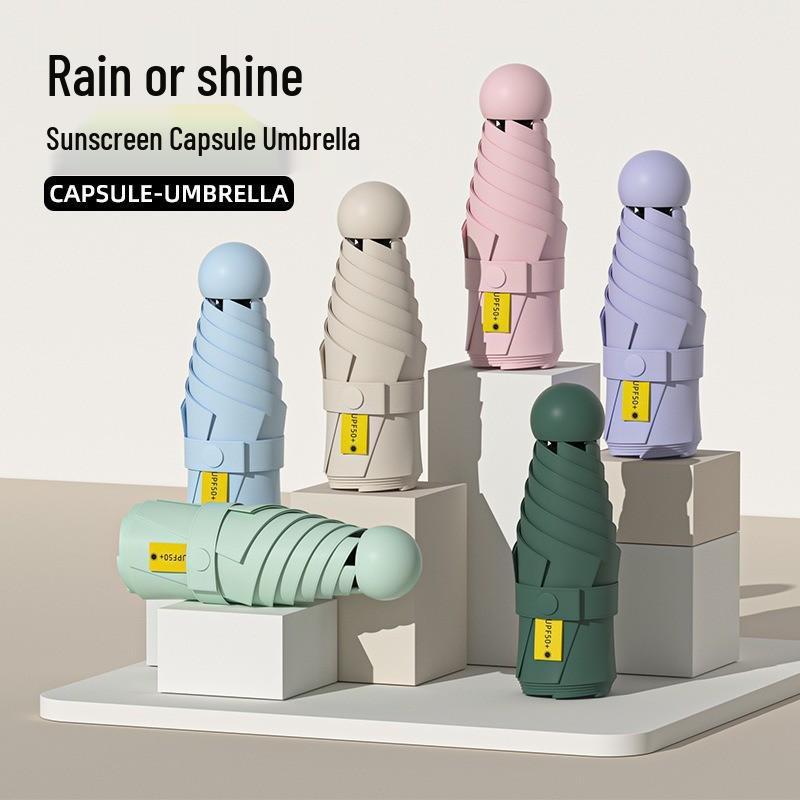 50% Off: High-End Mini Capsule Umbrella - 8-Rib Folding Design for Sun Protection & Dual Use on Sunny/Rainy Days