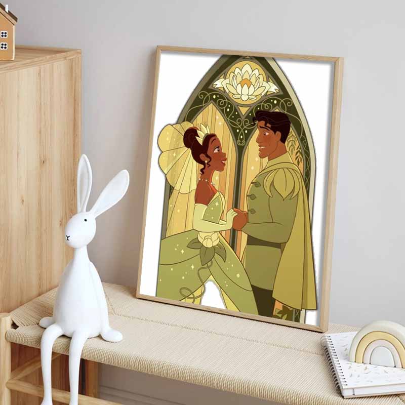 Disney 5D DIY Алмазная живопись, Иллюстрация свадебного окна Тианы и Навина, Вышитая мозаика, Вышивка крестом, Домашний декор, Подарки и поделки