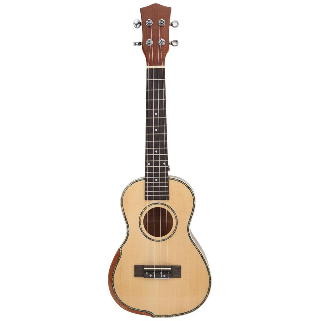 23in Ukulele Spruce Board Natural Wood Color with Tail Pin Strings Musical Instrument