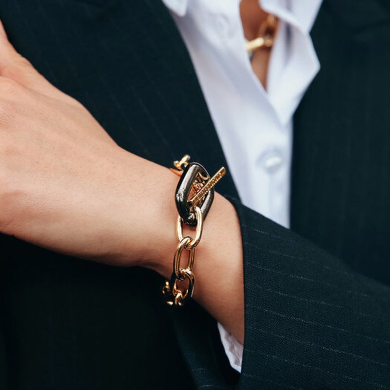 SUNDAY DISCO CLUB BLACK SQUARE CHAIN bracelet GOLD
