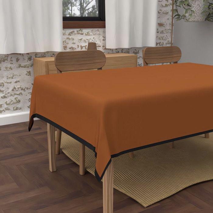 Rectangular Anti-stain Tablecloth In Washed Microfiber 140x300 Cm BOHEME Terra, by Soleil d'Ocre