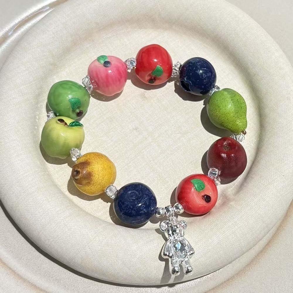Handcrafted Fruit Resin Bracelet Cartoon Y2K Beaded Bracelet School Daily