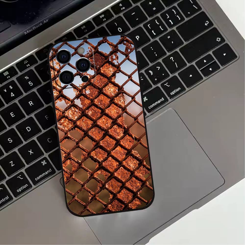 Ретро-индустриальный стиль Ржавые стены Чехол для телефона Для iPhone 17,16,15,14,13,12,11 Plus,Pro Max,XS,Мягкий силиконовый Черный чехол