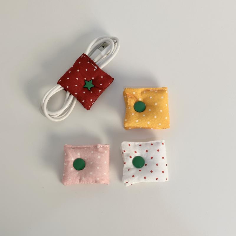 Cute Cable Organizer Red Tomato/Star Design Cable Winding Holder For Earphones Chargers Portable Daily Use For Women And Girls