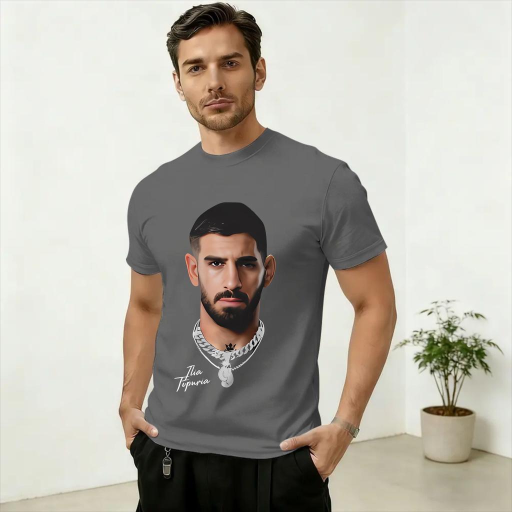 Ilia Topuria Fanart Merch T Shirts for Unisex Pure Cotton Novelty TShirts Round Collar Tee Shirt Short Sleeve Clothes Summer
