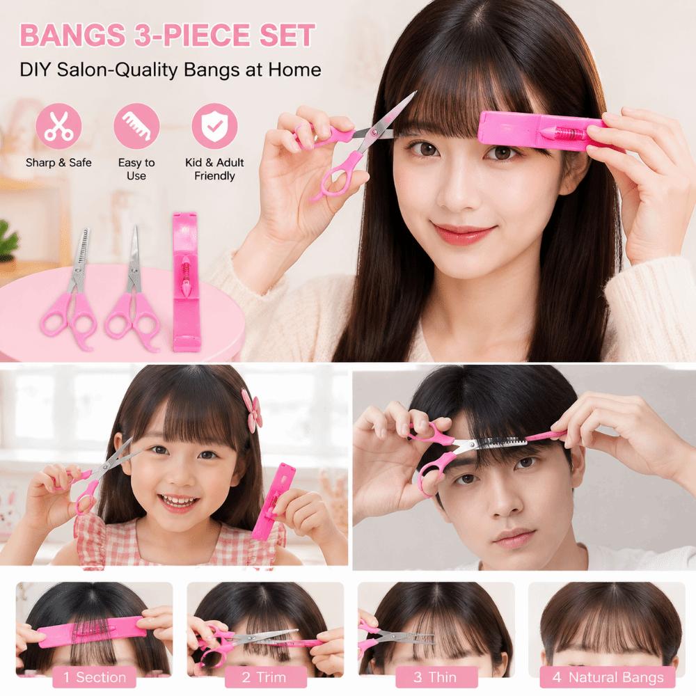 3pcs/set Precise Kids Bangs Cutting Kit Flat Tooth Hairdressing Scissors Salon