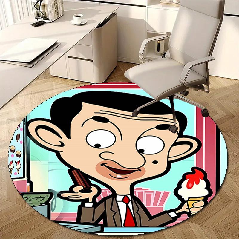 1pc Mr Bean1 Design Printed Area Round Carpet for Bedroom Living Room Home Decor Rugs Mat Non Slip Mat Rug for Bedside