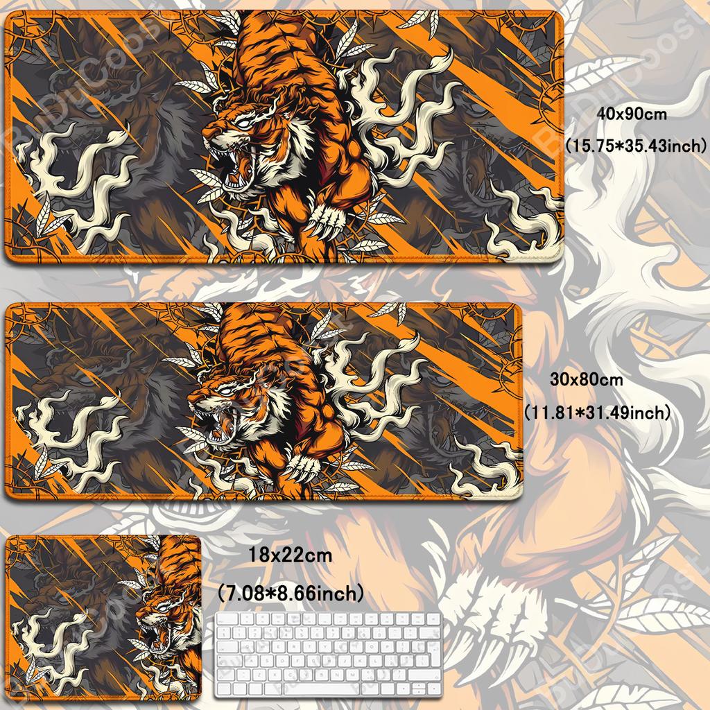 Anime Tiger Mouse Pad Large Size Laptop Computer Lock Edge Desk Mat Rubber Mousepad Gamer Carpet Gaming Accessories Keyboard Mat