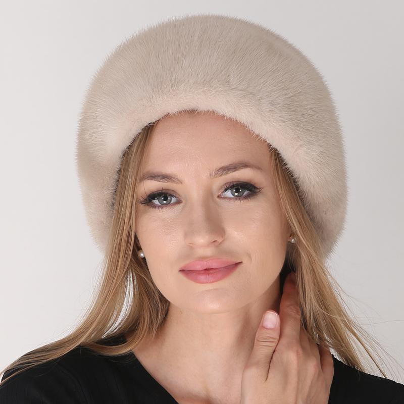 Женская шапка, зимние береты из норки, черная шапка
