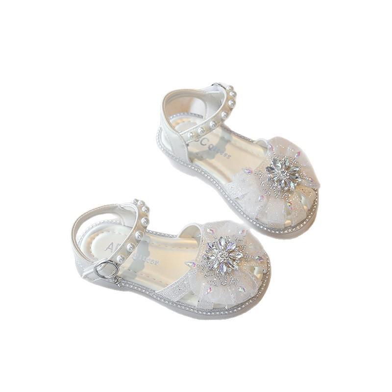 Summer new girls sandals fashion bow bag head beach shoes little girl show bright diamond princess shoes