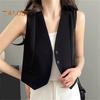 Женский жилет без рукавов, однобортный жилет с V-образным вырезом, повседневный жилет, куртка на весну-лето