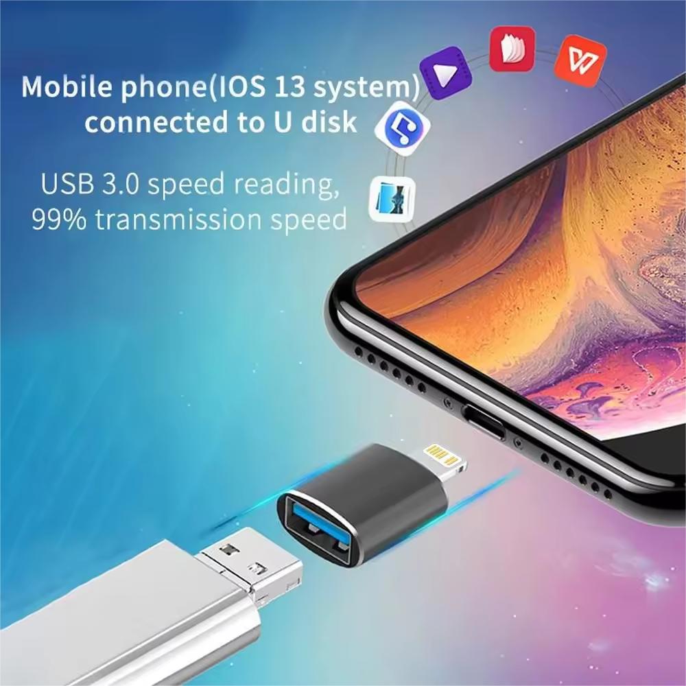 Usb Adapter For Otg 30 Iphone 14 13 12 Pro Xs Max Xr X 8 Plus 7 6s Ipad Lightning Male To Usb30 Adapter For Ios13 Above