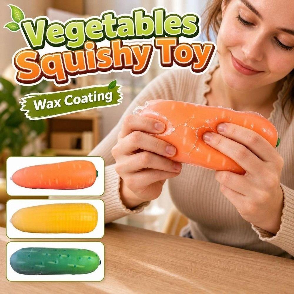 Anxiety Relief Crunchy Soap Squeeze Toy Wax Coating Vegetables Fidget Toy for Kids Adults