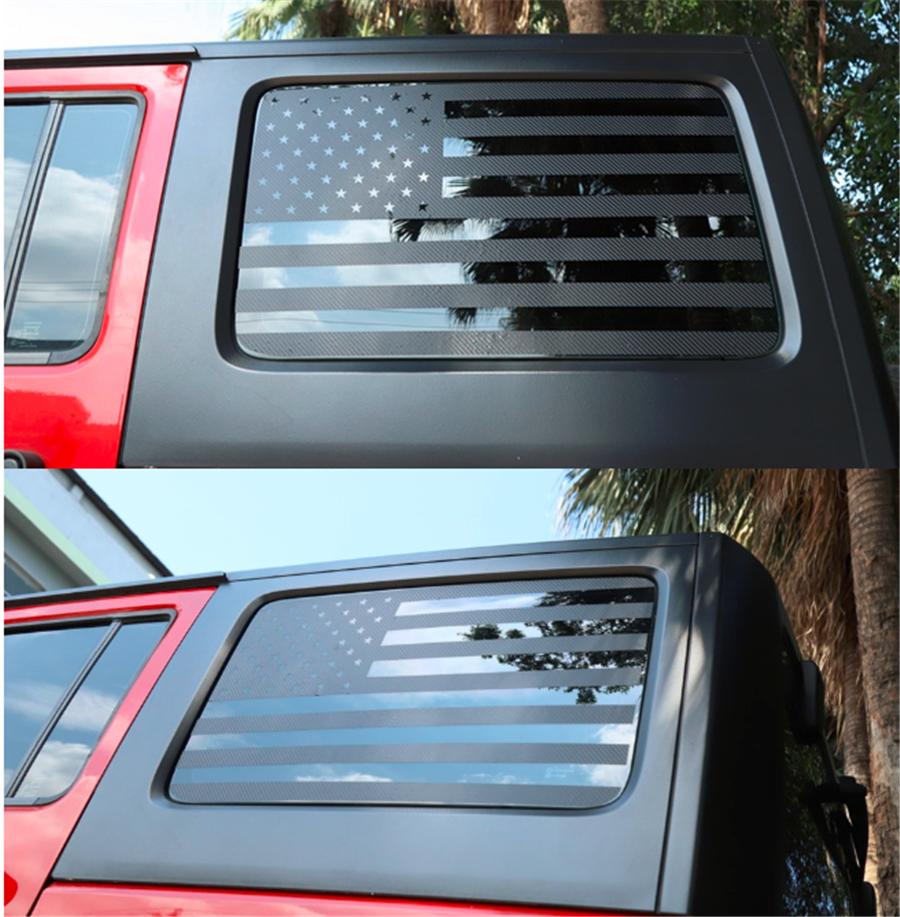 2x Наклейка-декаль на окно с американским флагом для Jeep Wrangler JK JKU 2007-2017 4-дверный