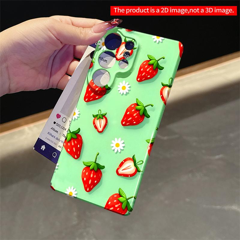 2DFlat Samsung phone case Strawberry & Daisy Pastel Pattern Phone Case Applicable to Galaxy S23 S24 S25ULTRA S26 A12 A14 A15 A16 A54 A55