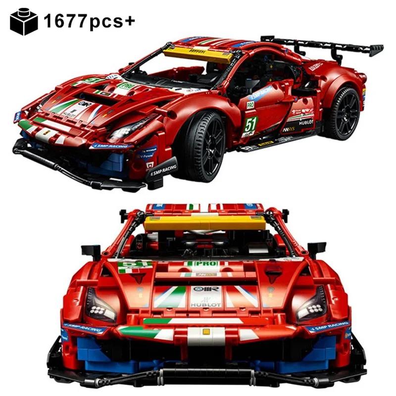 Technical Famous 488 City Racing Car Building Blocks MOC 42125 Bricks Super Sports Cars Model Boys Assembly Toys Kid Gifts