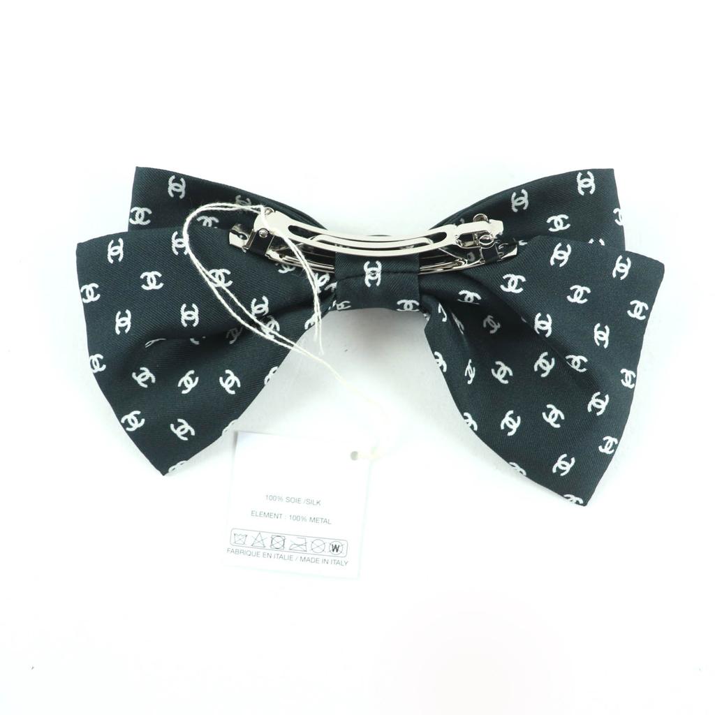 Excellent CHANEL hair accessory Black White silk Women AAA821 25P Used