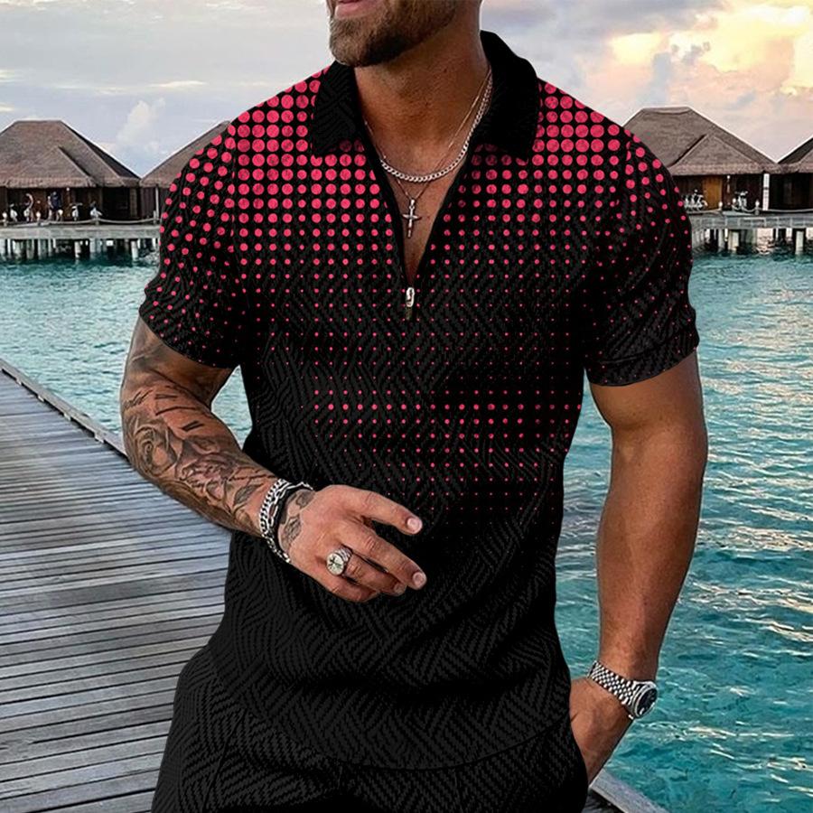 European and American POLO lapel new casual short-sleeved 3D pattern spot summer daily t-shirt