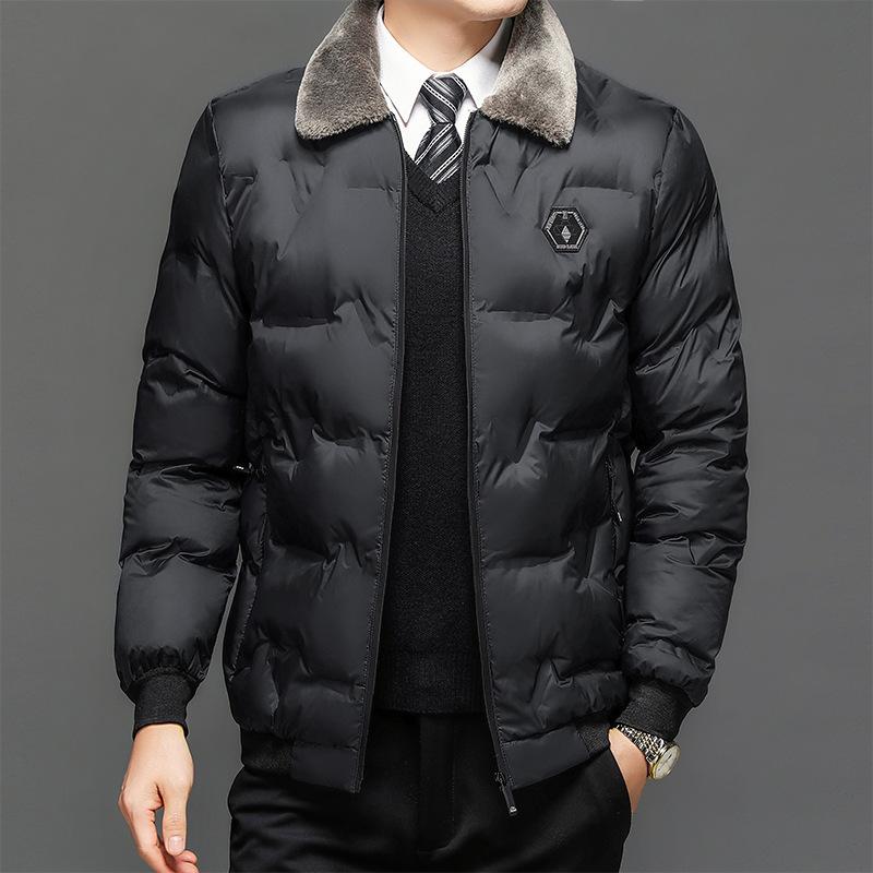 Плюшевая и утолщенная хлопчатобумажная куртка для мужчин. Хлопковая куртка с лацканами. Зимняя куртка для сохранения тепла.