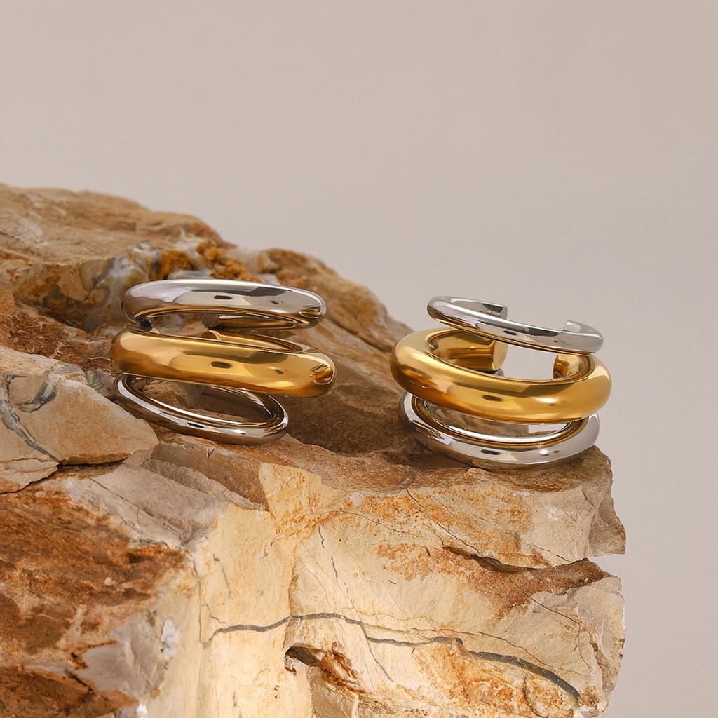 Youthway Клипса для ушей из нержавеющей стали золотого и цветного цвета, геометрической C-образной формы, унисекс, гипоаллергенная, модная, очаровательное украшение для вечеринки