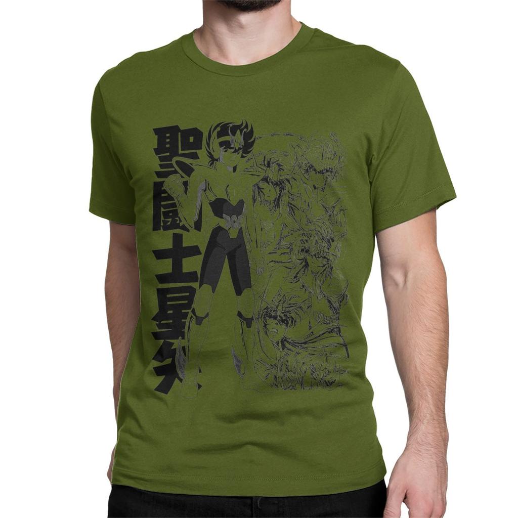 Novelty Knights Of The Zodiac Japanese Anime T-Shirt for Unisex Pure Cotton T Shirts Saints Seiya Short Sleeve Tees Tops