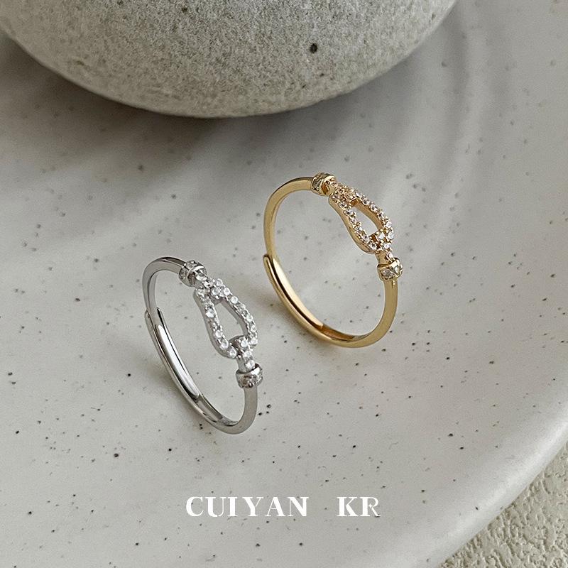 Кольцо Cui Yan из стерлингового серебра S925, корейское, с полным бриллиантовым подковообразным замком, для указательного пальца, женское