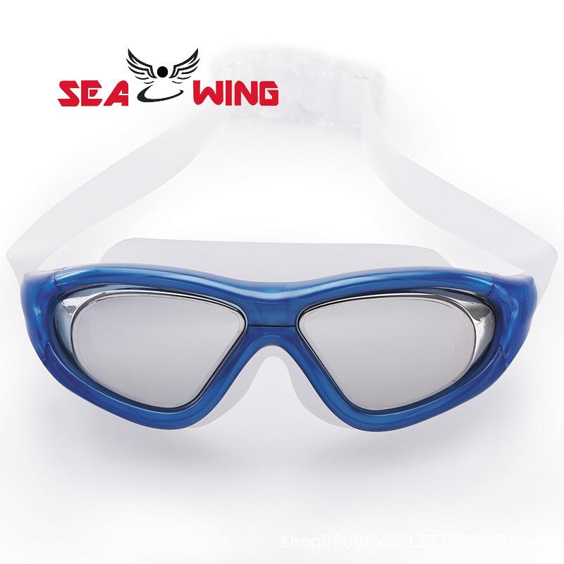 Unisex Colorful Electroplated Swimming Goggles - Waterproof, Anti-Fog, Silicone, Large/Medium Frame, Flat Lens, Eye Protection