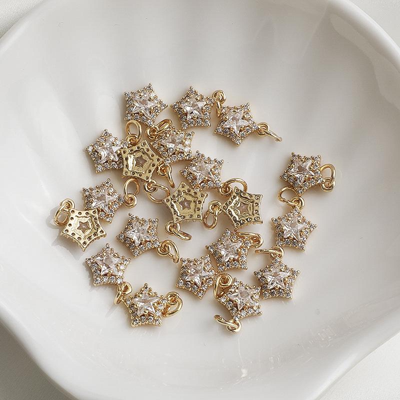 14K Gold Plated Zirconium Star Pendant Necklace DIY Jewelry Accessory
