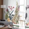 Watercolor Animal Rabbits Flower Plant Sheer Curtains For Living Room Kitchen Window Curtains Bedroom Tulle Voile Curtains
