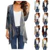 Women's Print Irregular Three-quarter Sleeve Cardigan With Pocket Jacket