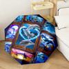 1PC Blue Dolphins Heart Automatic Umbrella - Suitable Travel Outdoor Portable Umbrella Birthday Gift Daily Essentials