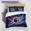 AC Milan Pattern Printed 3PCS Bedding Set Soft Skin-Friendly Washable Duvet Cover & Pillowcases Set All Season Bedroom