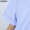 VONDA Женские элегантные полосатые платья-рубашки с коротким рукавом