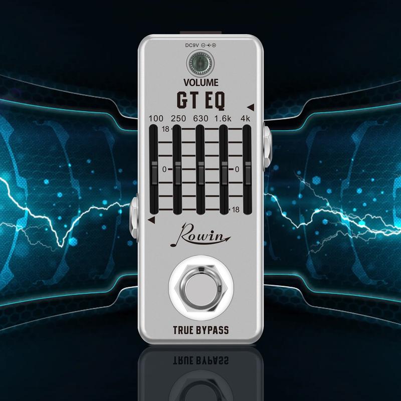 Rowin Guitar Equalizer Pedal 5-band Parametric EQ Guitar Effect Pedal Frequency Compensator ±18dB Range for Mini Size Pedal