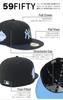NEW ERA 59FIFTY MLB Cap ONSPOTZ Custom NY Black Navy 7 59Fifty Color Black Navy Metallic Blue Logo Side Patch Mlb New York Yankees 3/8 2-Tone