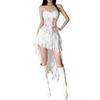 2024 Summer Women's Hollow Lace Irregular Hem Dress - European & American Sexy Chic