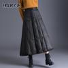 Черный Пуховый Хлопковый Утепленный Большого Размера С Завышенной Талией Винтажный Осенне-Зимний Повседневный Свободный Длинный для Женщин Юбки Женская Юбка