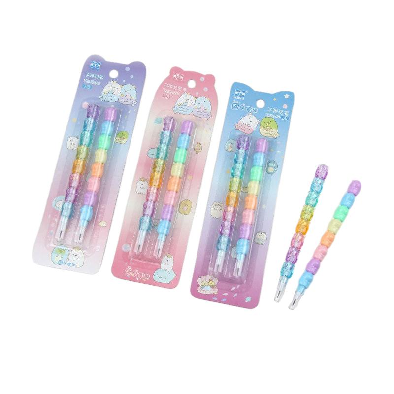 2Pcs/Pack Cartoon Animals Mechanical Pencils Kawaii Hb Lead Non Sharpening Pencil For Writing Stationery Kids Gift