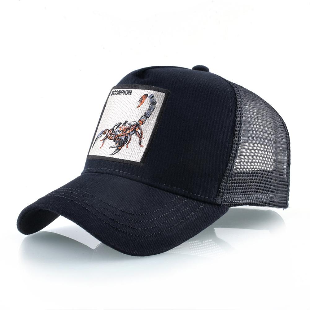 Кепка Тракер Четыре Сезона Мужская Женская Snapback Хип-Хоп Бейсболка С вышивкой скорпион нашивка Регулируемый козырек