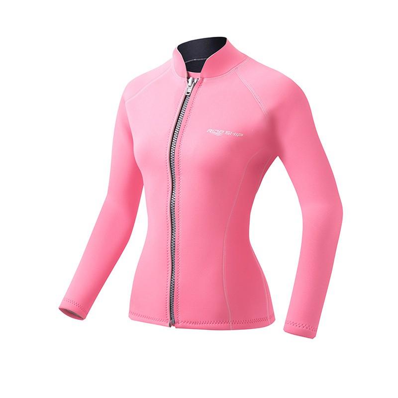 3mm Womens Shorty Wetsuit Top Long Sleeve Freediving Snorkeling Surfing Paddleboarding UV Protection Thermal