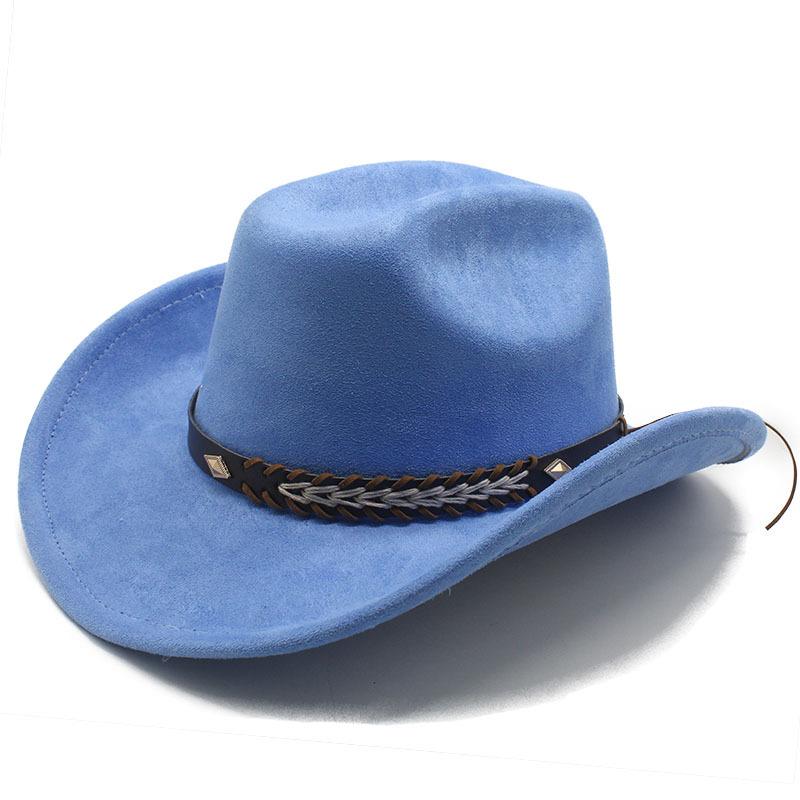 Suede Jazz Top Hat Women'S Brim Suede One-Word Top Men'S Ladies Cowboy Hat Felt Hat