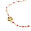 [R0238] - Golden Red 'Tree of Life' Steel Designer Bracelet - 10x8 Mm