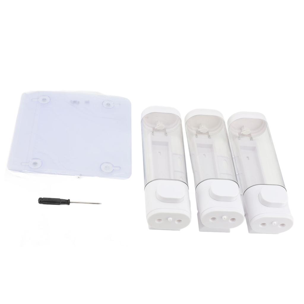 3 In 1 300ml Press Liquid Soap Dispenser Wall Mount Bathroom Shower Shampoo Hair Conditioner